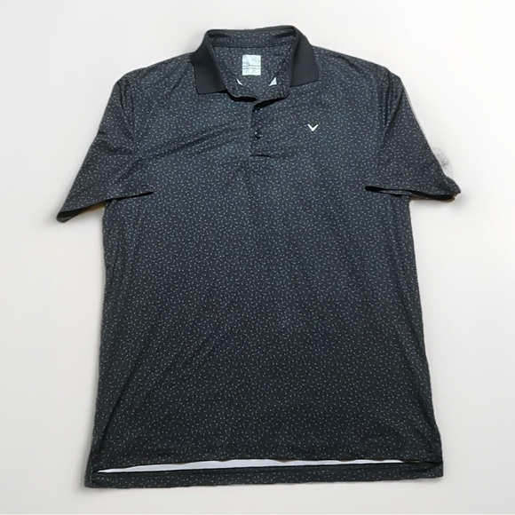 Callaway Men's Opti-Dri Polo Shirt - Navy with tiny Golf Flag Print sz M - Picture 2 of 9